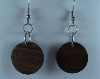 Maple Wood Round Stud Earrings 1/2 Inch