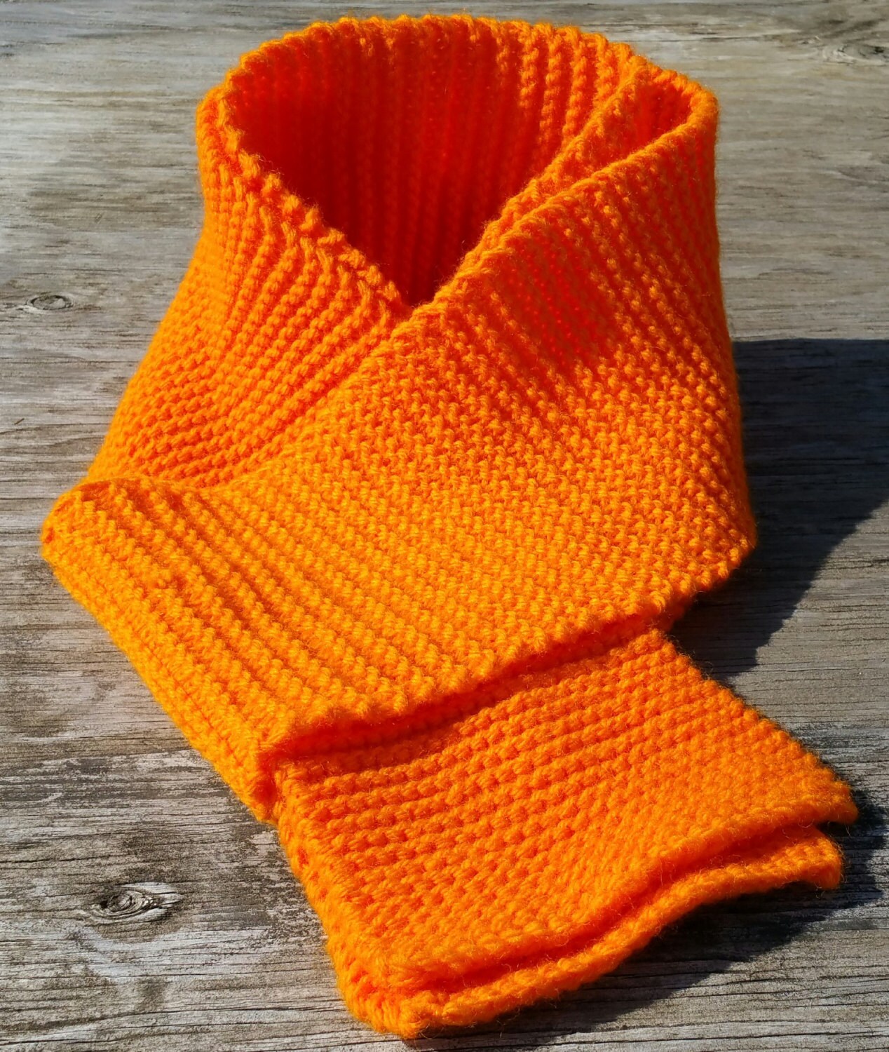 Orange scarf Knit scarf Wool scarf Wool blend scarf hand