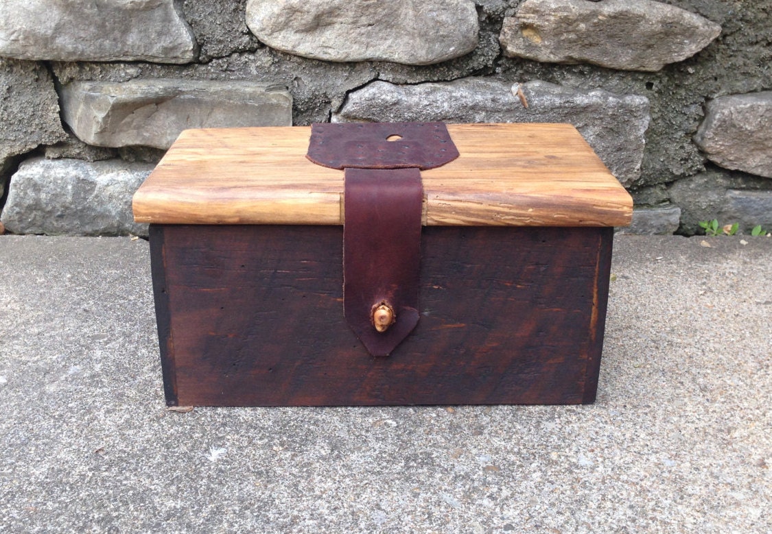 Rustic Box with Nailed Leather Hinges by WoodlandWandering on Etsy