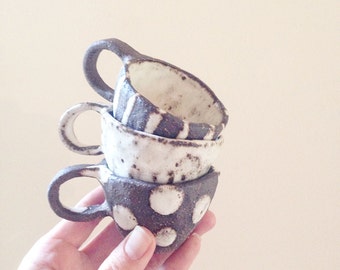 Babychino cups/ Espresso cup/ toddler mug/ pottery/ stoneware/ ceramics/ rustic/ shine style/ baby gift/ spots/ stripes/ plain