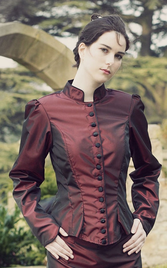 EDWARDIAN STYLE JACKET - Taffeta: Wine and Purple, Last few! by TheDarkAngelSALE steampunk buy now online