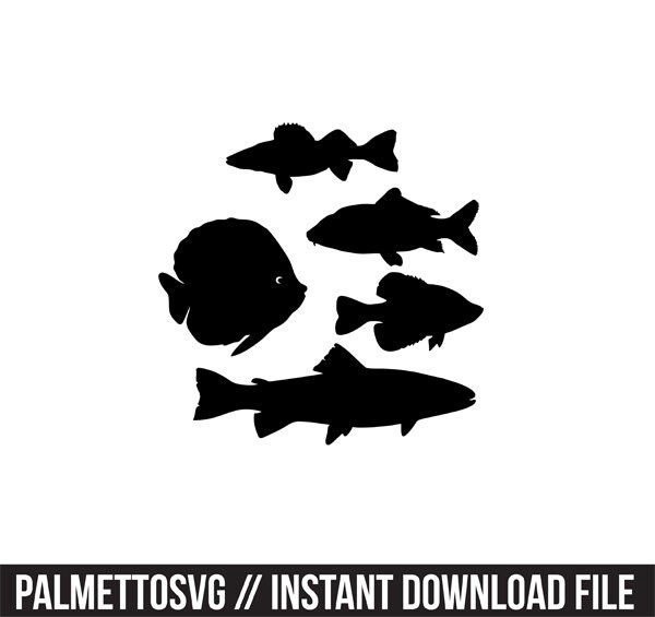 fish set svg dxf file instant download silhouette cameo cricut