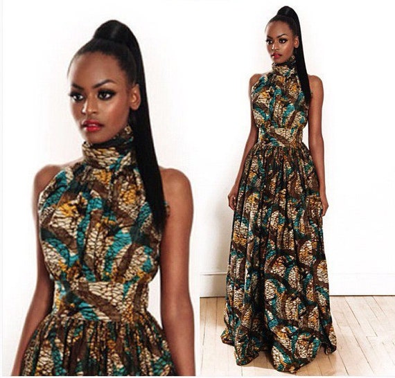 Items Similar To Halter Neck Ankara Maxi Dress On Etsy