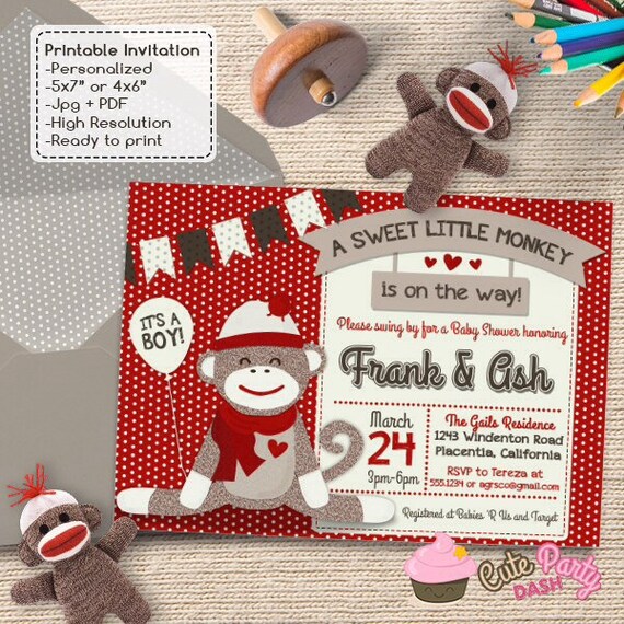 Sock Monkey Invitations 9