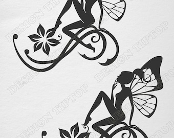 Fairy svg, dxf, png, eps, cut, print, silhouette fairy, fairy wall decor, vinyl, fairy kids room, fairy stencil, fairy mockup, home decor