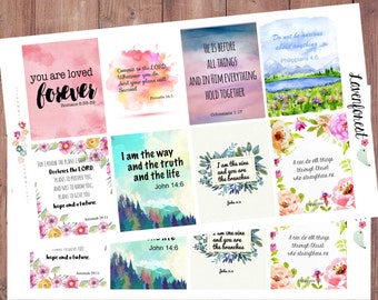 watercolor bible planner stickers| bible verse stickers| scripture planner stickers| bible stickers| motivational stickers| Q0004