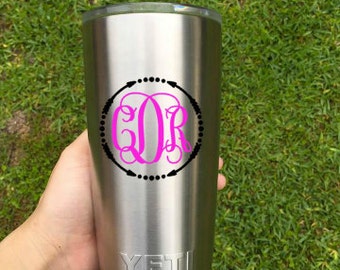 Arrow Monogram Decal / Monogram Decal / Yeti Cup Decal / Yeti Rambler Decal / Yeti Decals / Personalized Decal / Tumbler Decal / Vinyl Decal