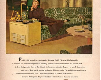 Zenith Radio 1940s Original Magazine Ad WOW Wall Art Home Decor and Gift