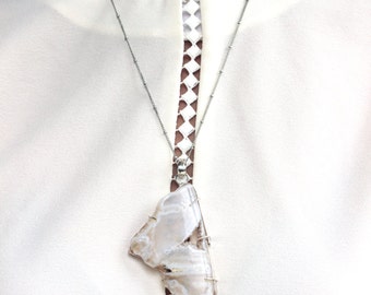 Large White Onyx Pendant Necklace