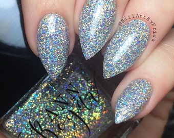 DRY MARTINI - Silver Holo Ultrafine Glitter Nail Polish, Holographic, Holo Nails, Prom Gifts, Organic Makeup, Luxury Nail Polish, AnnBoyar