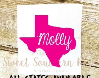 State Name Decal, Texas YETI Decal, State Decal, Monogram Decal, Tumbler Decal, Sticker, Personalized, Phone, iPhone, iPad, Positivity