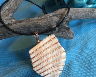 Tumbled Shell Wrapped in Copper // Beach Necklace // Shell Necklace // Gifts for Her // Gifts for Mom // Beach Lover