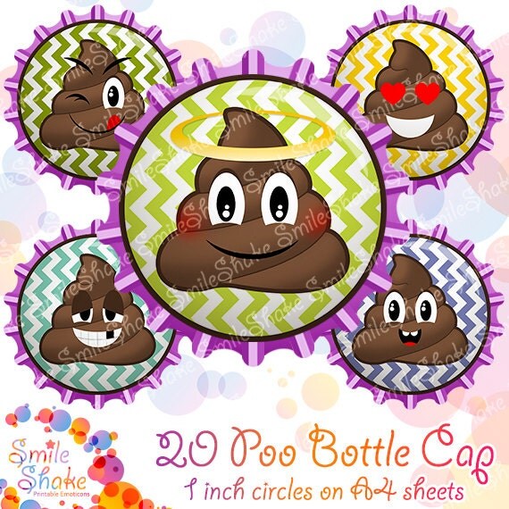 20 Funny Bottlecap Images Poop Emoji Bottle Cap by SmileShake