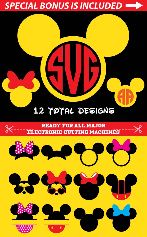 Download Mickey Mouse SVG Files Mickey Monogram Frame Svg Circle by SVGPRO