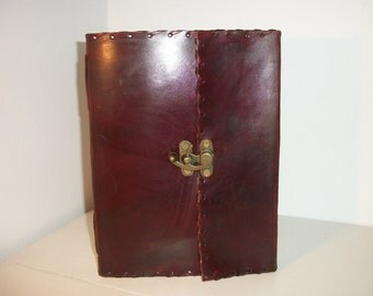 LEATHER BOUND JOURNAL/Scrapbook/Recipe Book, 100% Real Leather, Recycled Handmade Paper, Fair Trade