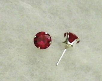 6mm Lab Created Ruby Gemstones in 925 Sterling Silver Stud Earrings SnapsByAnthony July Birthstone