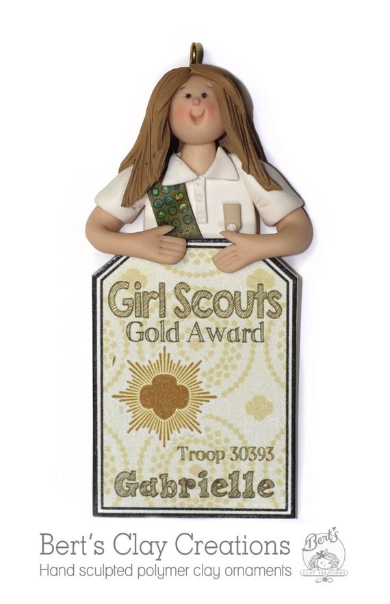 Girl Scout Gold Award Bust Ornament by BertsClayCreations on Etsy