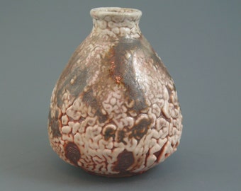 Tokkuri, wood-fired stoneware w/ crawling shino, oribe, iron slip and natural ash glazes