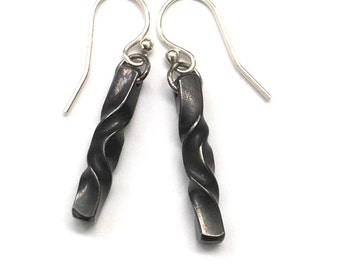 6th anniversary gift -Steel twist earrings - 11th anniversary gift - hand forged jewelry - iron anniversary - iron anniversary gift -