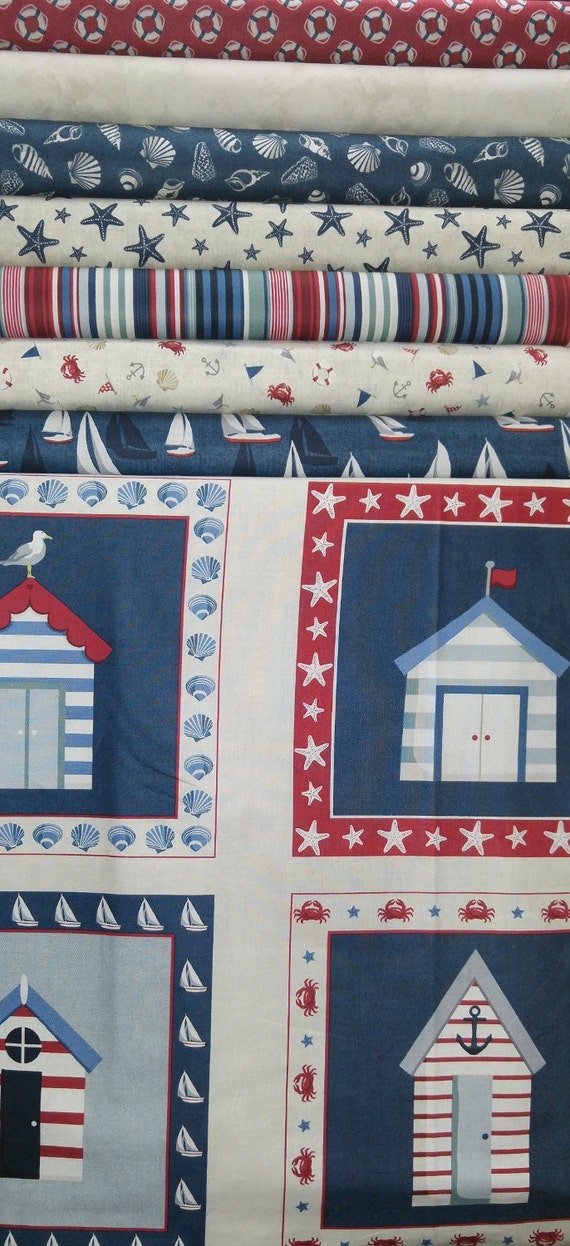 Cotton Fabric Nautical Fabric Sea View by MakowerAndover