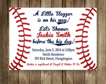 Baseball Baby Boy Shower Invitations JPEG Digital File