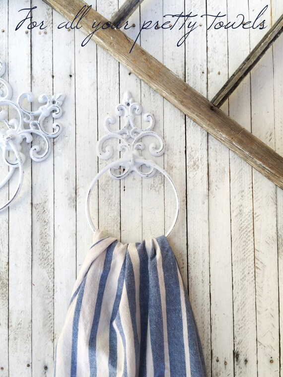 Old World Cast Iron Towel Holder Shabby Chic by CamillaCotton