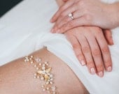 Gold Wedding Garter | Pearl Bridal Garter | Crystal Garter [Villette Garter]