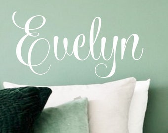 Name wall decal, script style name, nursery wall decals, personalized, monogram, baby girl name, nursery room name, baby name vinyl wall art