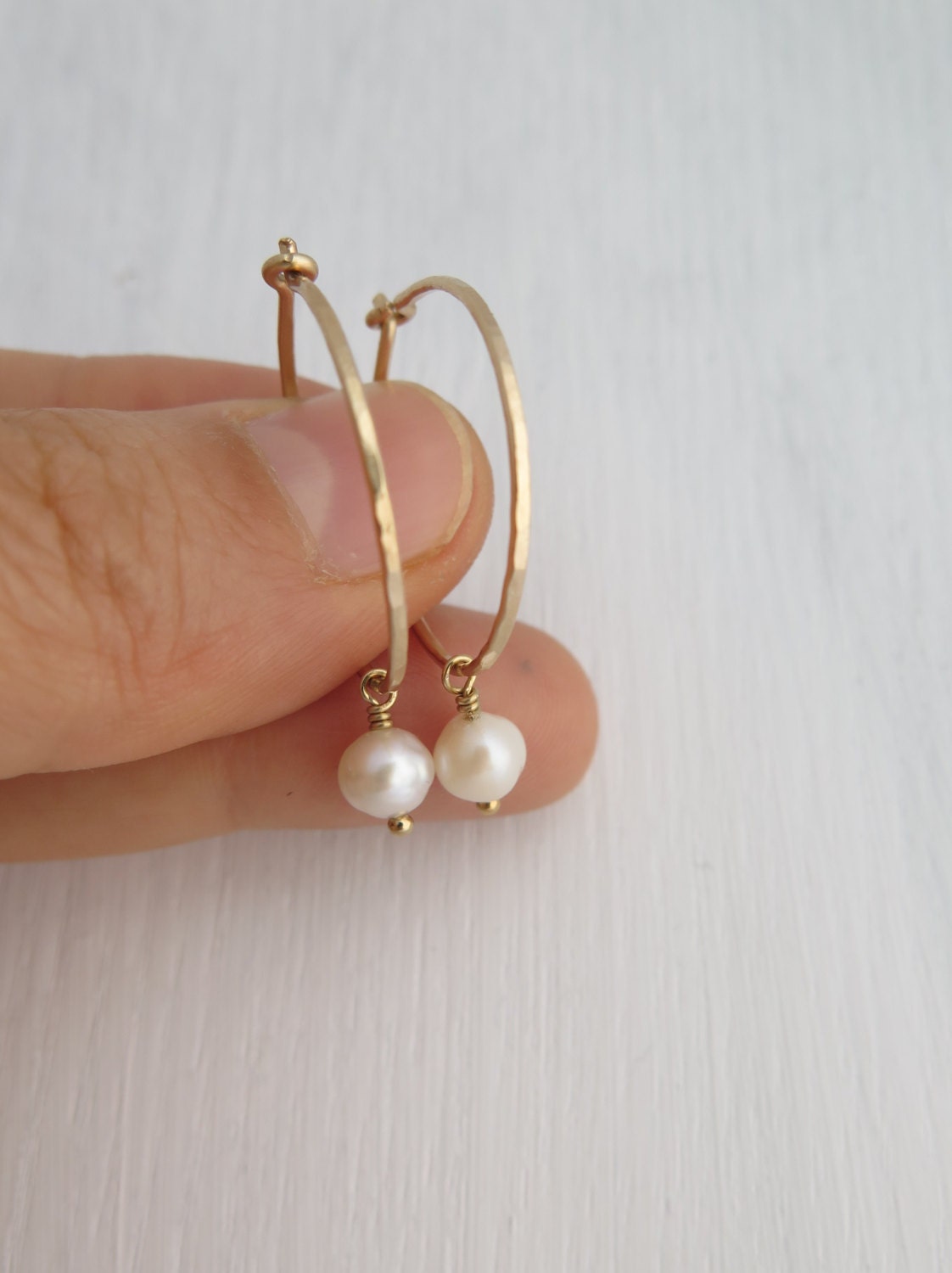 Thin hoop earrings Small gold hoop earrings Pearl earrings