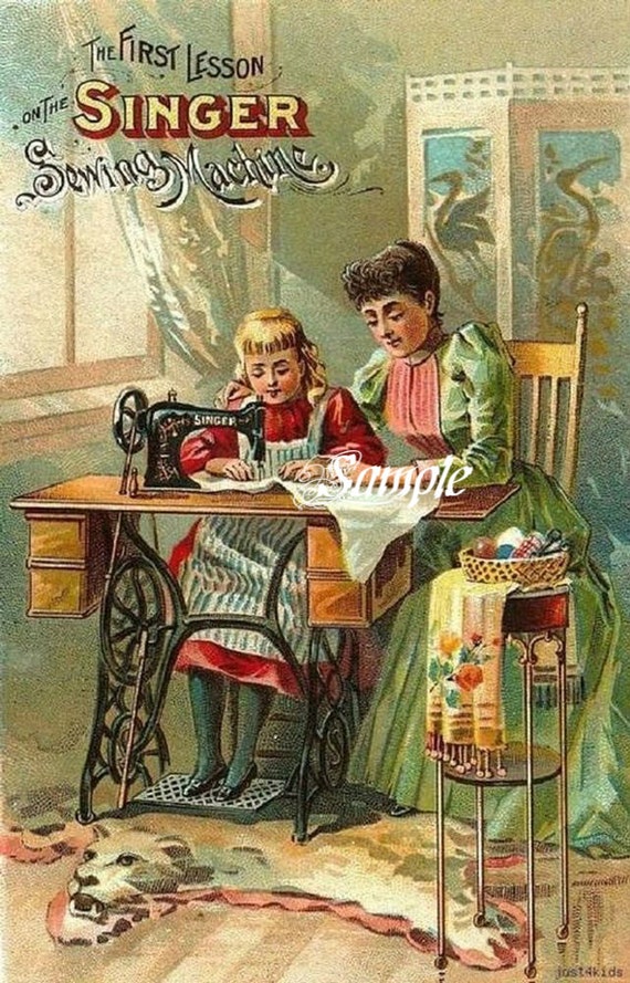 Items similar to Singer Sewing Machine Cotton Fabric Block, Sewing