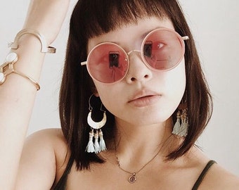 Tassel hoop earrings, boho tassel earrings, metal hoop and tassel earrings