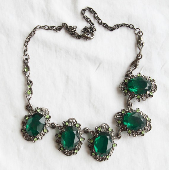 1950s Costume Jewellery Emerald Necklace from Paris
