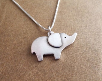 Elephant Necklace, Good Luck Elephant, Fine Silver, Sterling Silver Chain, Made To Order