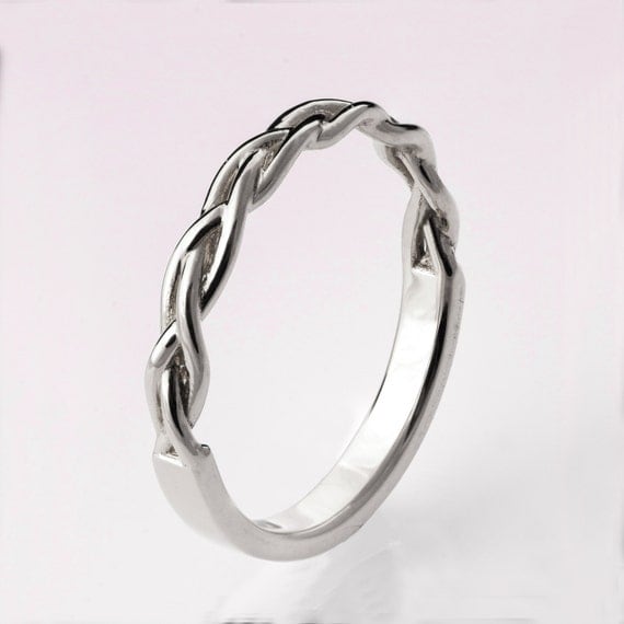 Braided Ring No.4 14K White Gold Stackable Ring Wedding Braided Ring No.4 14K White Gold Stackable Ring Wedding
