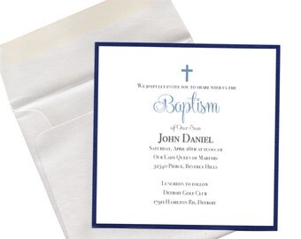 Baptism Invitation Boy Navy- Christening, First Communion, Confirmation, Dedication