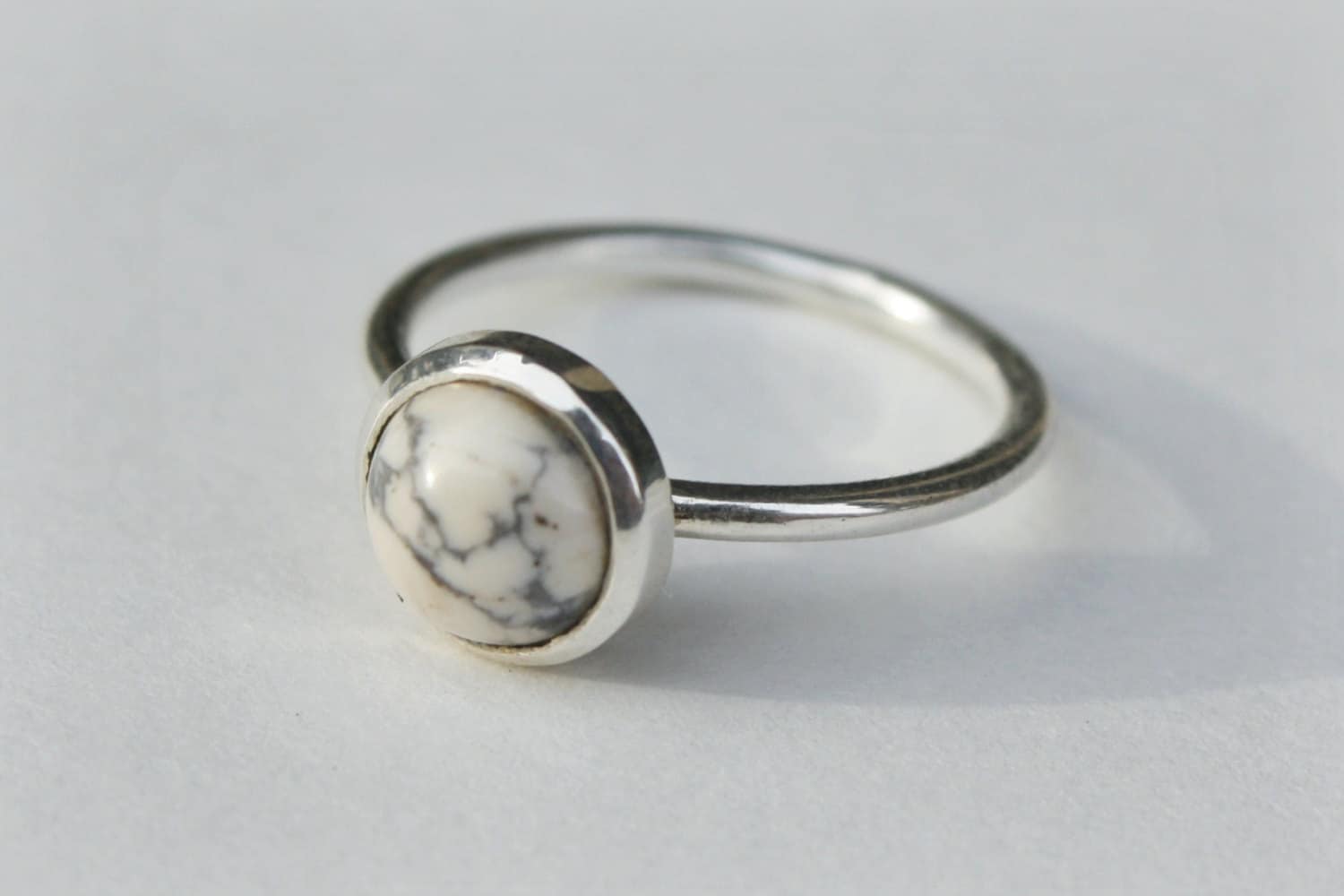 marble howlite solitaire ring in sterling silver marble howlite solitaire ring in sterling silver