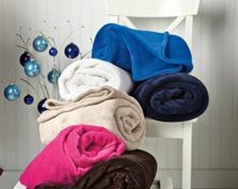 Personalized Embroidered Monogramed Light Weight Plush Blanket