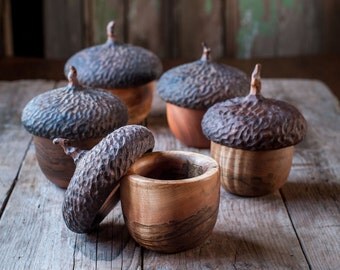 Woodland Acorn Button Box, Keepsake Jewelry Box, Wood Box, Ring Box, Gift Under 100, Naturalist