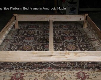 AMBROSIA MAPLE SIMPLE Platform Bed Frame,  Custom Made of Solid Hardwoods, Twin, Full, Queen, King or California King, Slats Optional