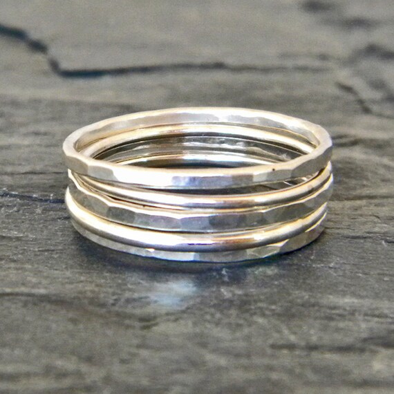 Silver Stacking Rings Sterling Silver Ring Set Silver