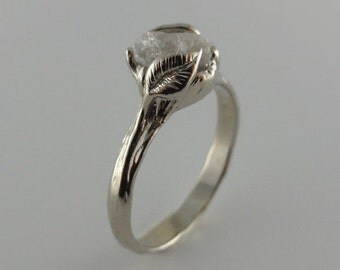 Gold Leaf & Twig Diamond Engagement Ring, Made to Order. Cruelty Free, Uncut Rough Diamond Rings by Dawn Vertrees