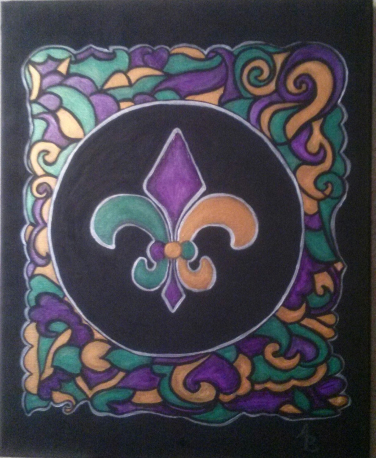 mardi gras fleur de lis painting