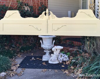Wodd KING Size HEADBOARD Painted Distressed Shabby Chic - Reclaimed Antique Furniture Oak