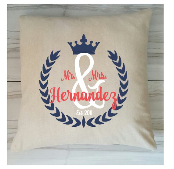 Monogram Pillow Cover Wedding Pillow Cover Mr. and Mrs.
