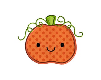 Cute Pumpkin Applique Machine Embroidery Design-INSTANT DOWNLOAD