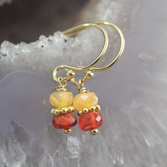Fire Opal Earrings - October Birthstone Earrings