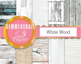 Wood digital paper, white wood backgrounds 'white wood' 10 rustic wood digital papers