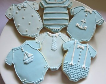 Baby Shower Favors, Baby Boy Cookies, Onesies, Boy Cookies, Baby, Baby Shower, Blue, Baby Boy, Favors, Nautical, Tie, Bow Tie, Boy Onesie