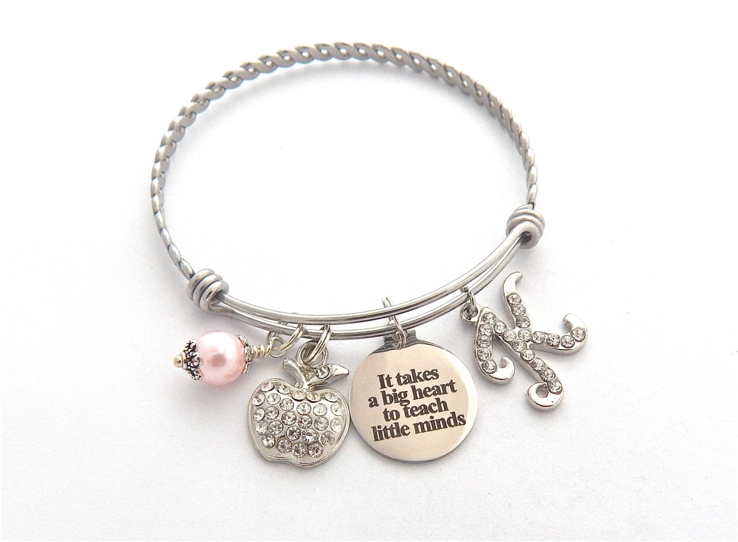 Personalized TEACHER Gift, teacher bracelet, Gifts for Teachers Appreciation, It takes a big heart to teach little minds, End of year gift