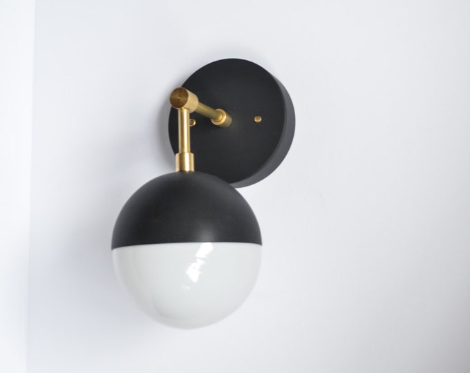 Myrtle • modern brass & black wall sconce